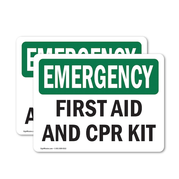 Signmission First Aid And CPR Kit, 24 in W x Rectangle, Vinyl Decal OS-2PACK-EM-D-1824-L-10366 - main